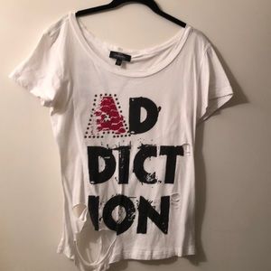 Bebe distressed T-shirt. Size small white.